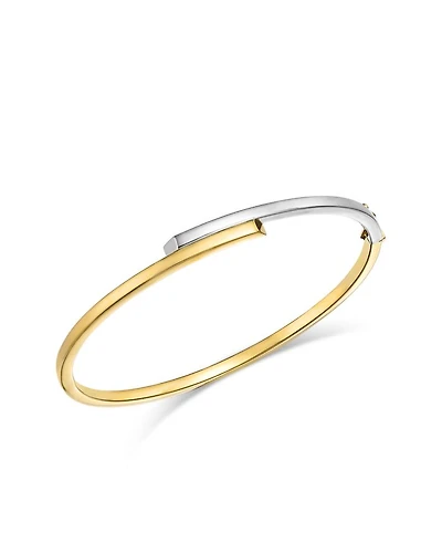 14K White & Yellow Gold Bypass Bangle Bracelet