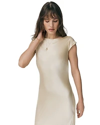 Averie Boat Neck Satin Maxi Dress