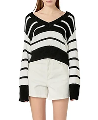 English Factory Women's V-neck Striped Sweater