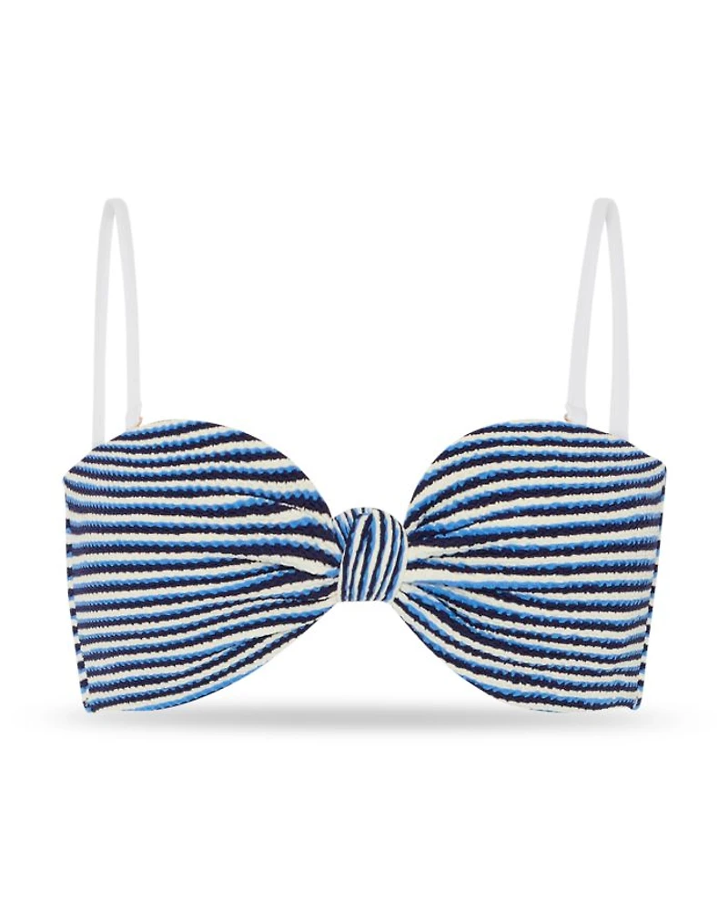 Textured Striped Bandeau Bikini Top