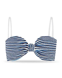 Textured Striped Bandeau Bikini Top