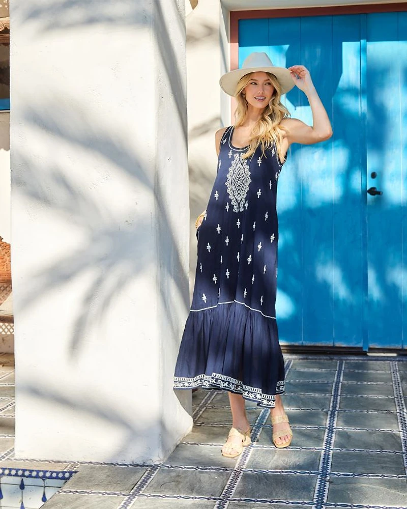 Embroidered Midi Dress