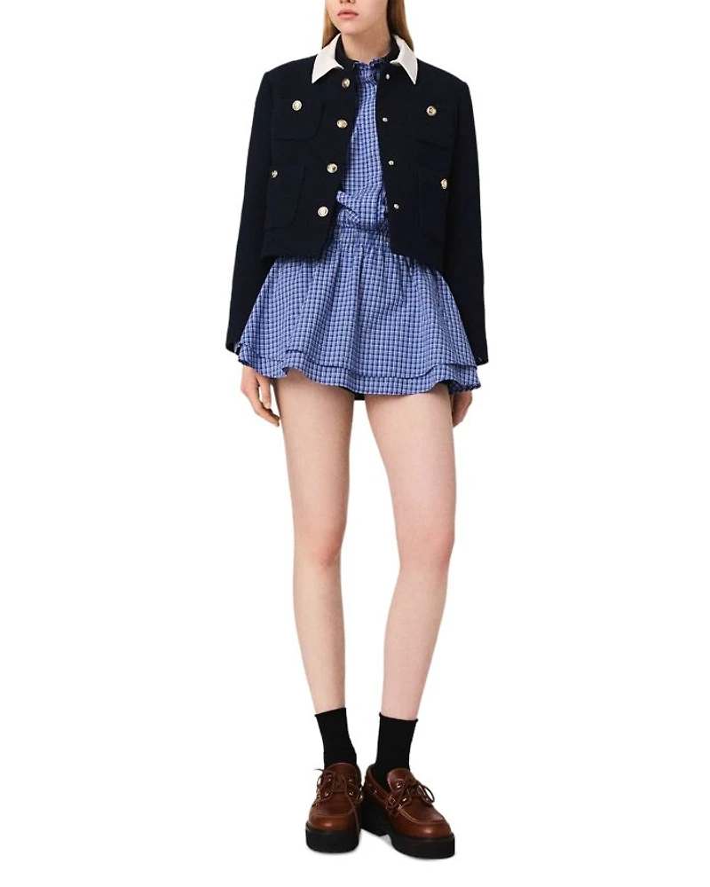 Cropped Tweed Jacket With Removable Collar