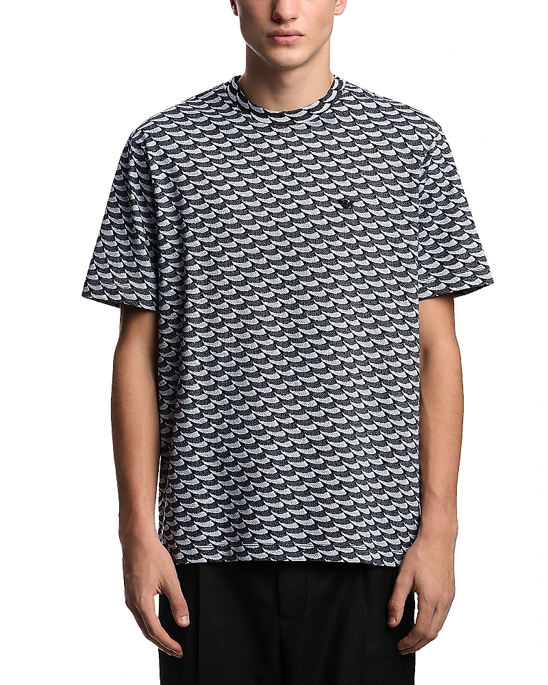 Emporio Armani Regular Fit Optical Jacquard Print Tee
