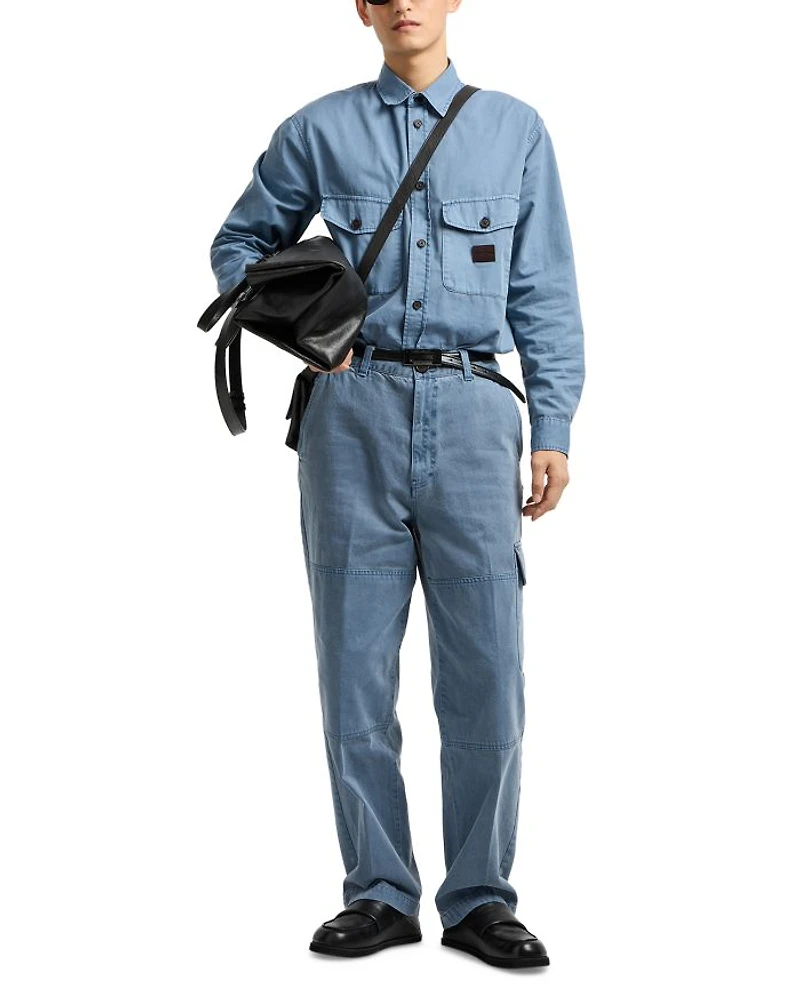 Regular Fit Twill Button Front Shirt