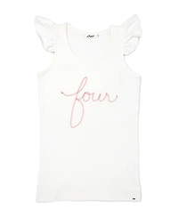 oh baby! Girls' Flutter Sleeve four Pink Sparkle Embroidered Tank - Little Kid