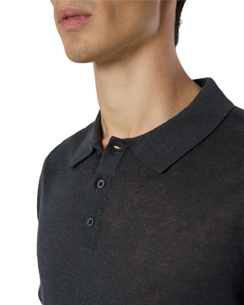 Linen Sweater Polo Shirt
