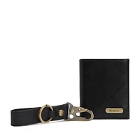 Barbour Brunton Leather Wallet & Key Fob Gift Set