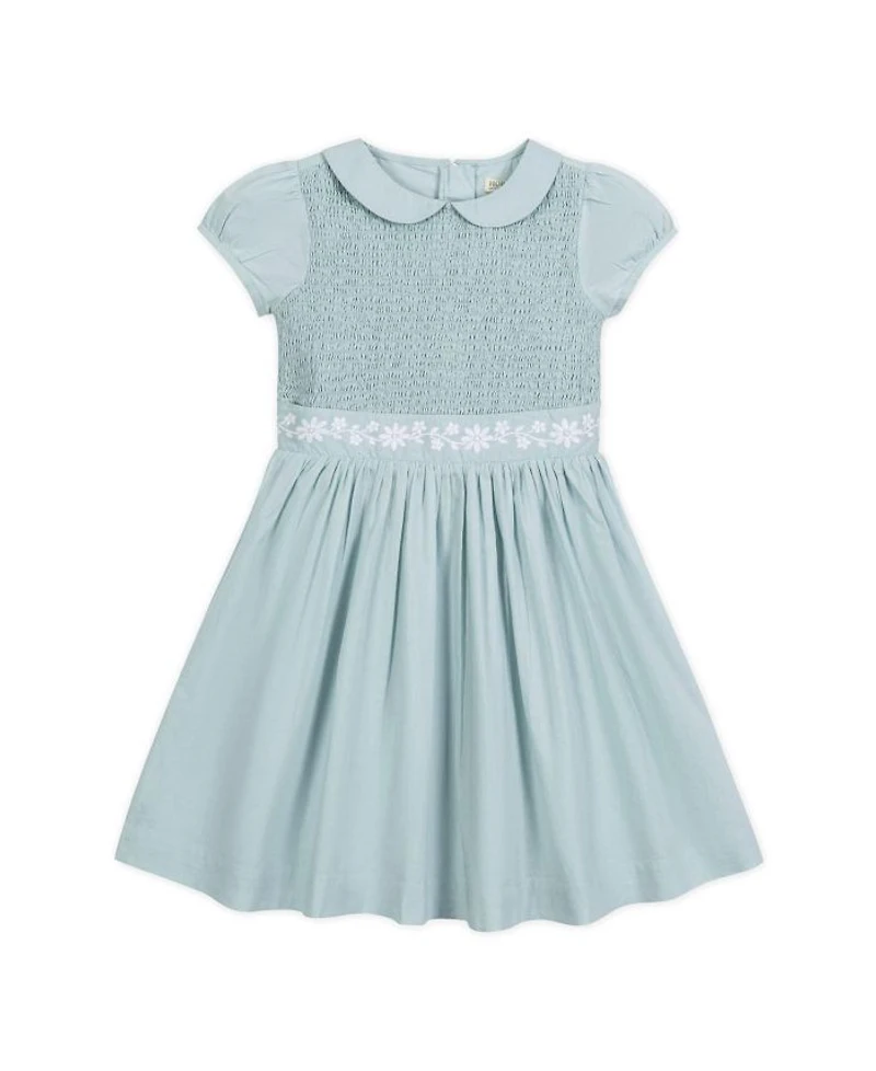 Hope & Henry Girls' Organic Puff Sleeve Smocked Party Dress with Peter Pan Collar - Little Kid, Big Kid