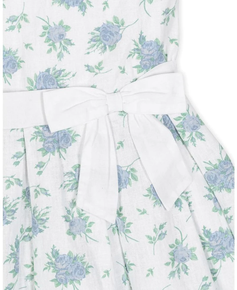 Hope & Henry Heirloom Girls' Linen Sleeveless Peter Pan Collar Tea Dress with Waist Sash - Little Kid, Big Kid