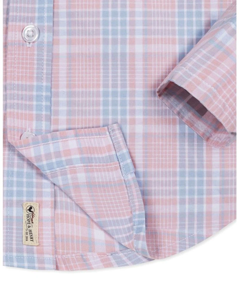 Unisex Hope & Henry Boys' Organic Stretch Poplin Long Sleeve Button Down Shirt