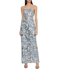 Milly Magnolia Silver Floral Sequins Maxi Dress