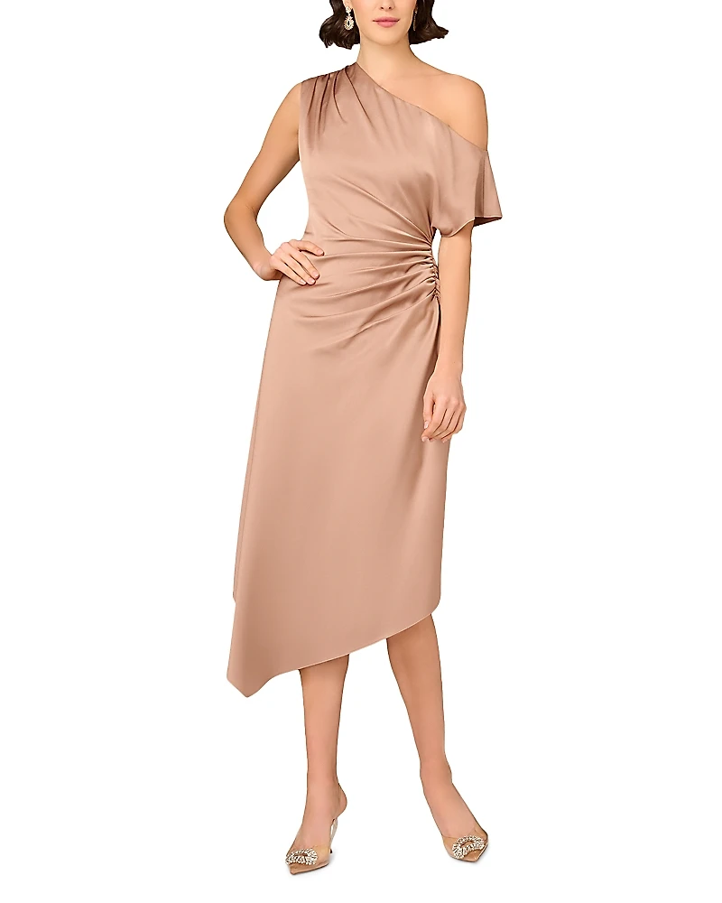 Aidan Mattox Crepe Back Satin Midi Dress