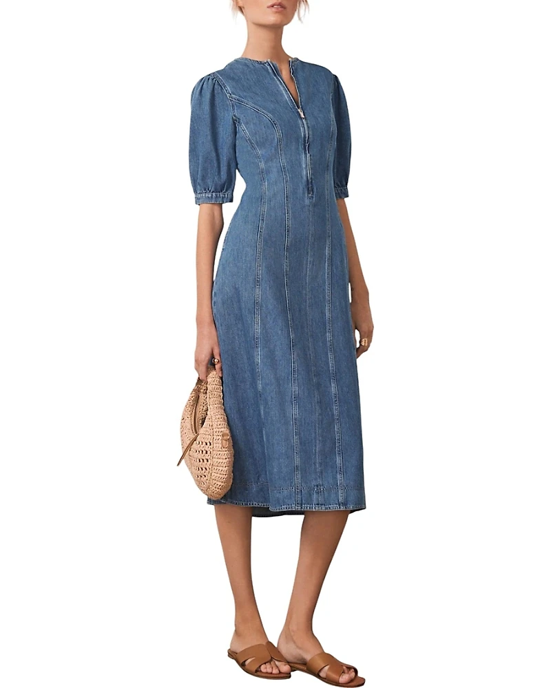 Mint Velvet Women's Denim Zip Midi Dress