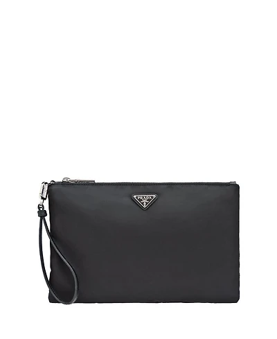 Re-Nylon And Saffiano Leather Pouch