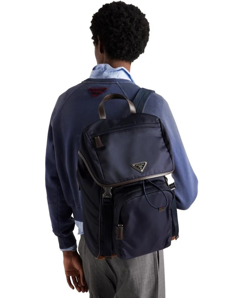 Re-Nylon and Leather Backpack