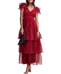 Mint Velvet Women's Tulle Ruffle Maxi Dress