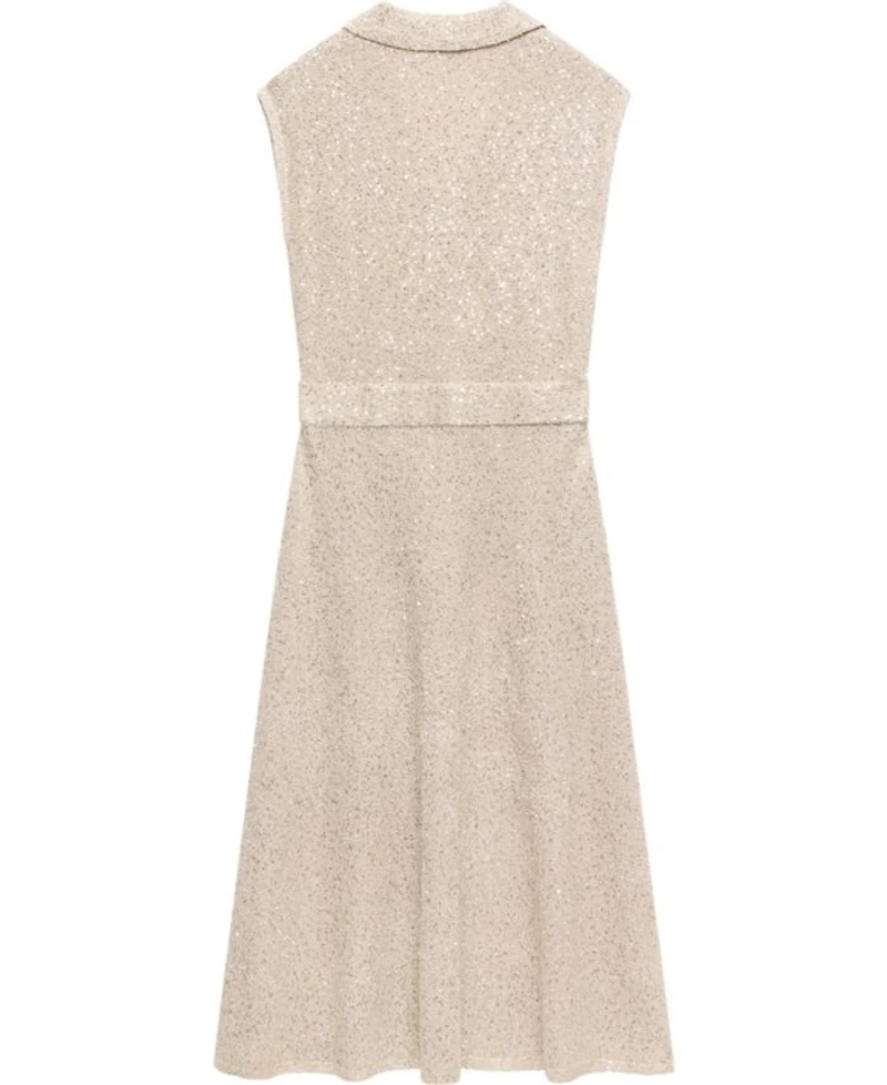 Women's Neutral Sequin Midi Dress
