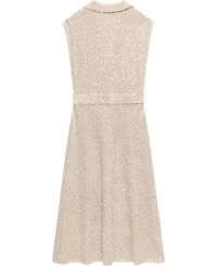 Women's Neutral Sequin Midi Dress