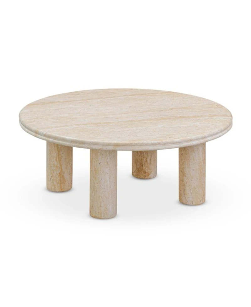 Amora Faux Travertine Indoor/Outdoor 32 inch Round Accent Table