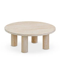 Amora Faux Travertine Indoor/Outdoor 32 inch Round Accent Table