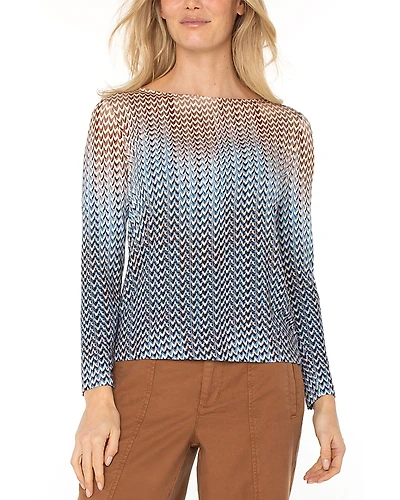 Liverpool Los Angeles Boat Neck Long Sleeve Top