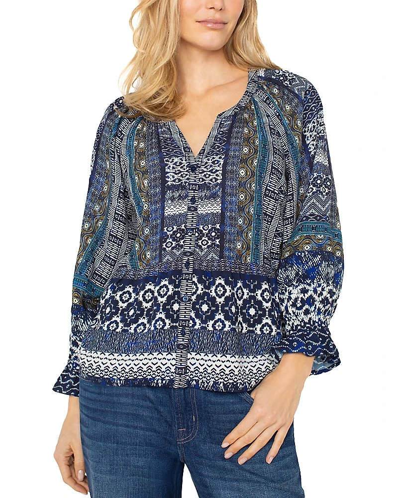 Liverpool Los Angeles Button Front Printed Top