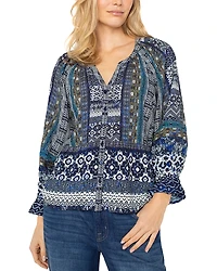 Liverpool Los Angeles Button Front Printed Top