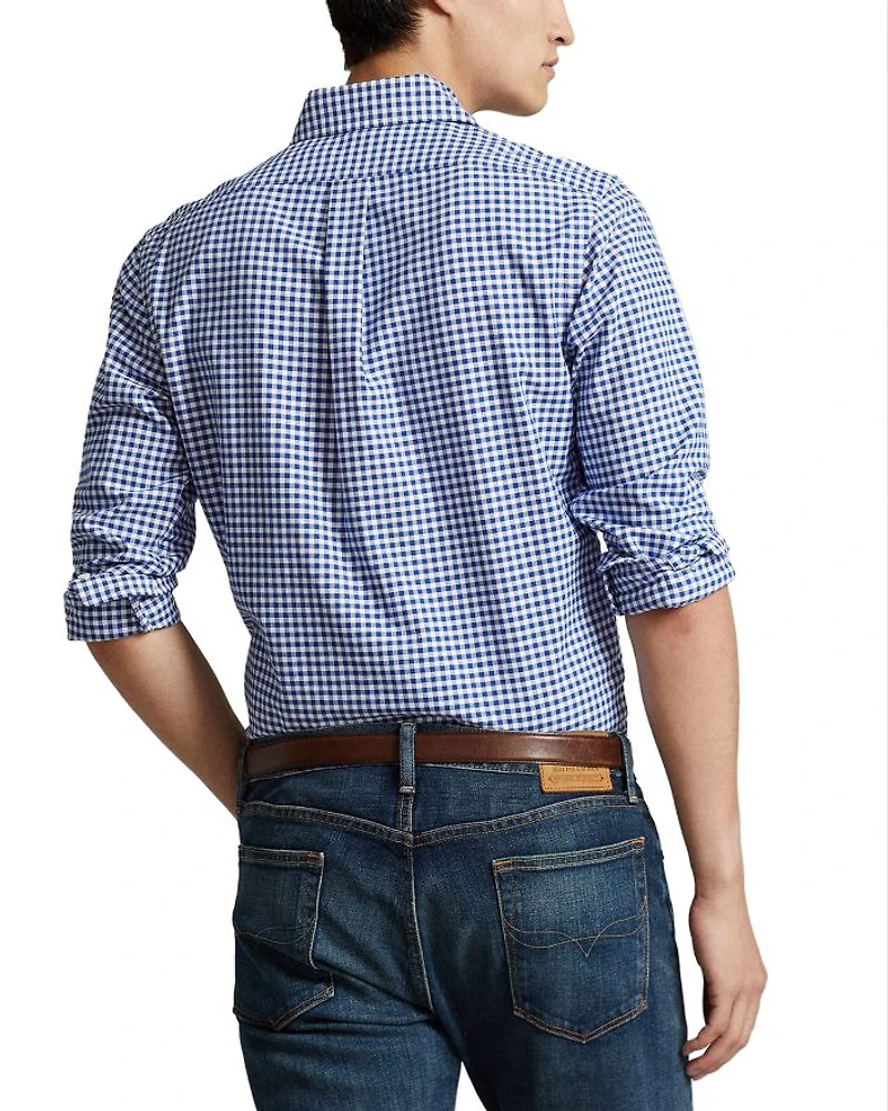 Classic Fit Long Sleeve Gingham Checked Button Down Shirt
