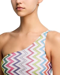 Printed One Shoulder Piece Swimsuit