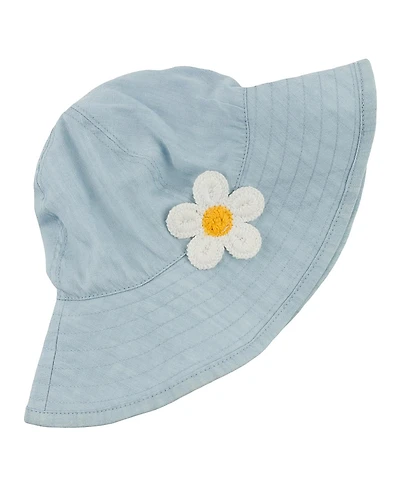 oh baby! Sunhat - Lyocell Denim with Crotchet Daisy Applique