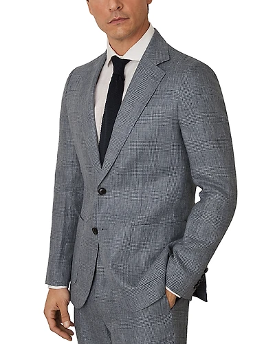 Reiss Slim Fit Prince of Wales Check Linen Blazer