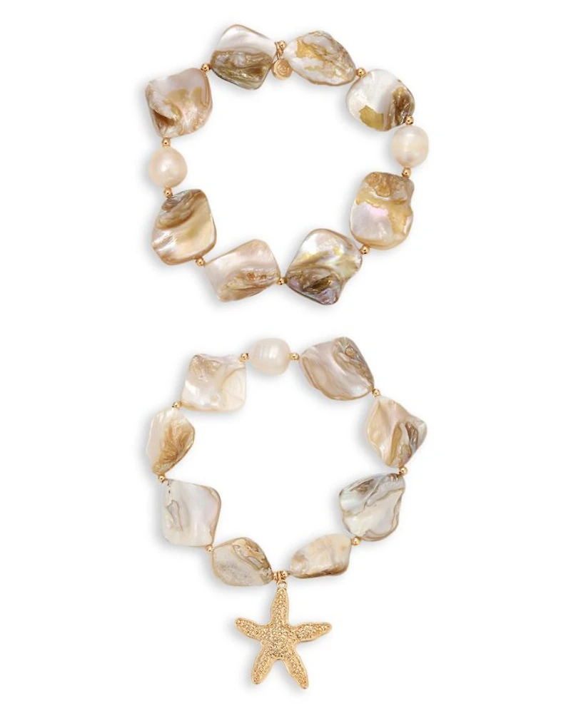 True Shell Stretch Bracelets, Set of 2