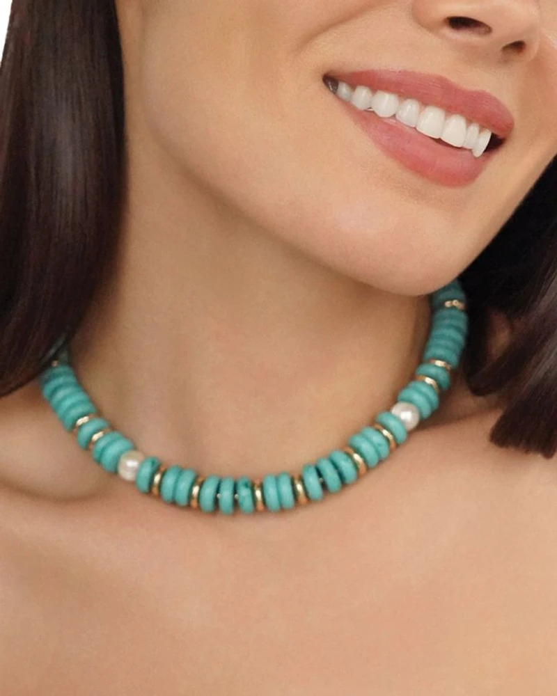 Saint Tropez Stone Breaded Collar Necklace, 15"-20"