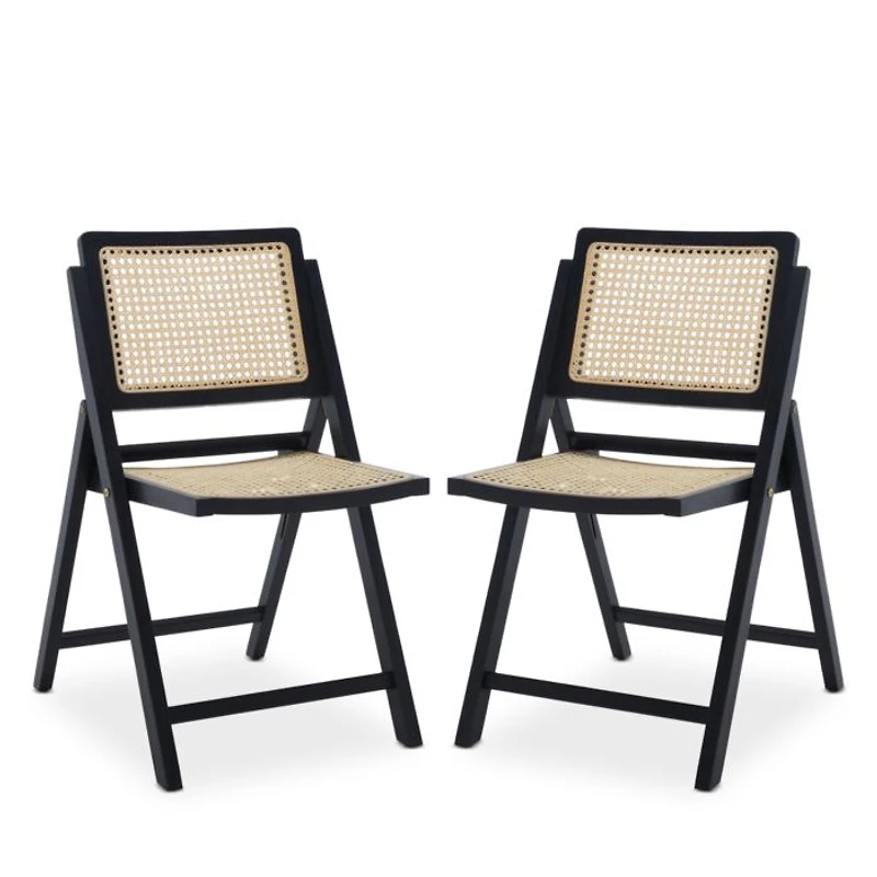Desiree Cane Folding Dining Chairs, Set of 2