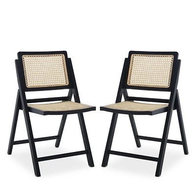 Desiree Cane Folding Dining Chairs, Set of 2