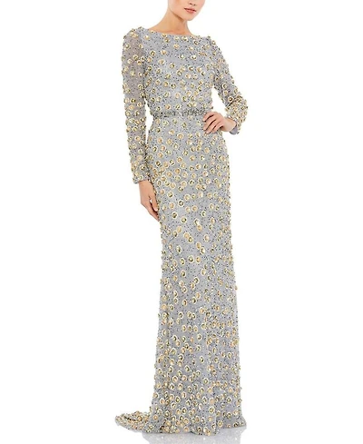 Embellished Long Sleeve High Neck Gown