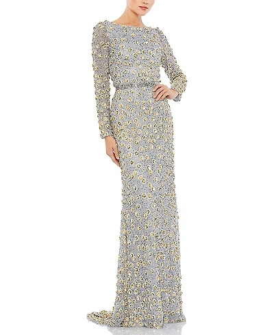 Mac Duggal Embellished Long Sleeve High Neck Gown