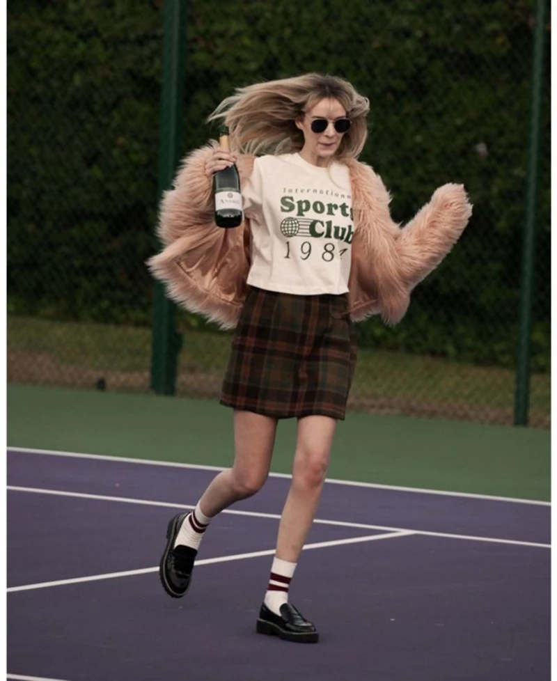 Women's International Sports Club 1984 Mock Neck Crop Tee