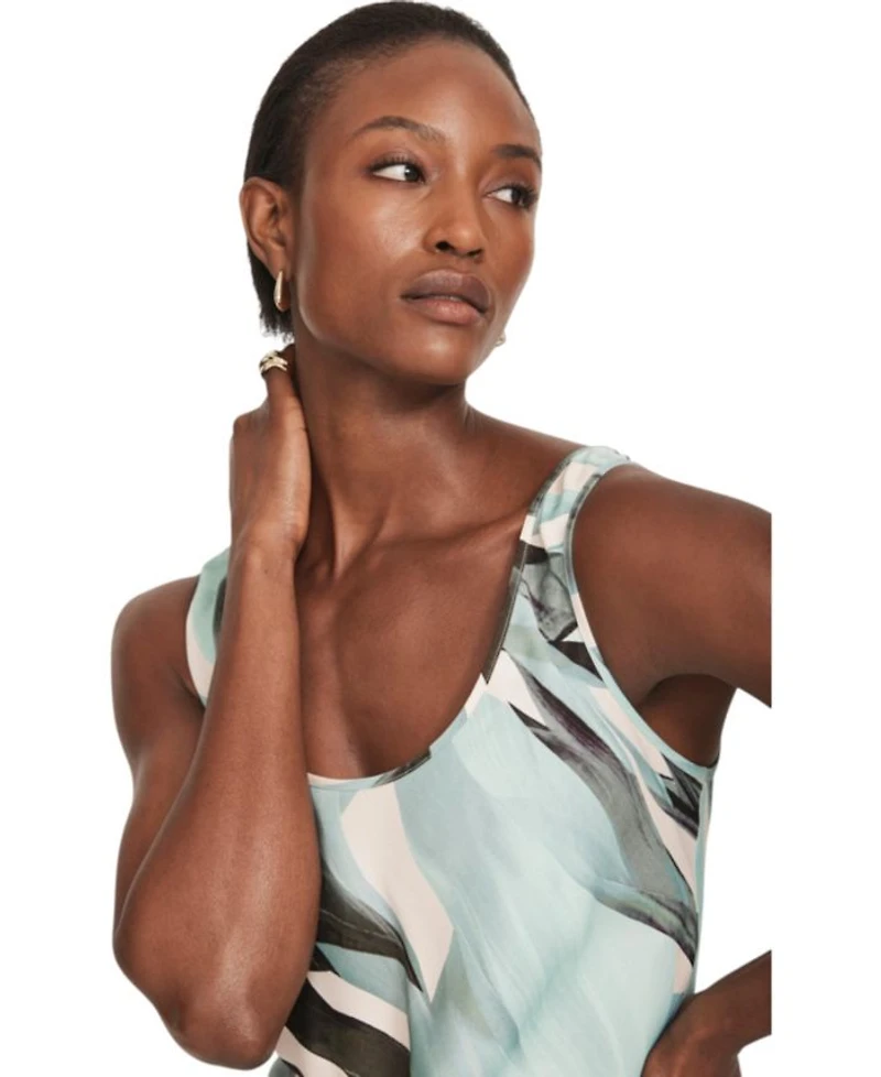 Women's Palm Print Satin Slip Dress