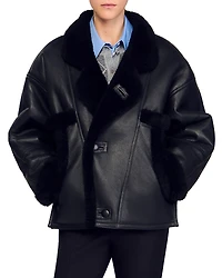 Sandro Short Shearling Coat