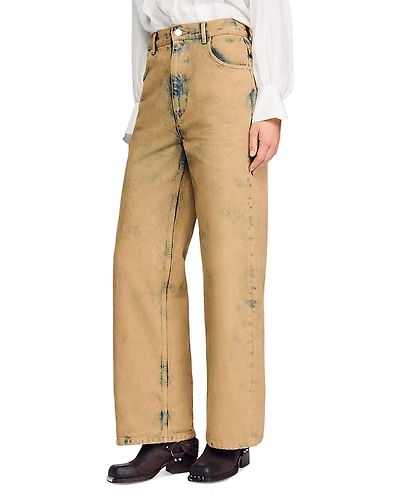 Sandro Faded Wide Leg Jeans