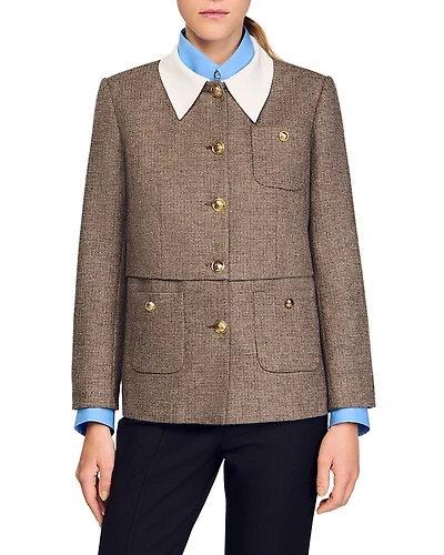 Sandro Houndstooth Suit Jacket