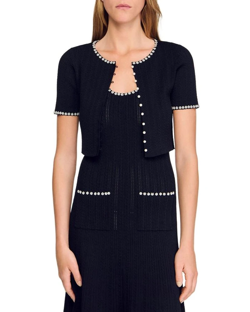 Cropped Beaded Cardigan