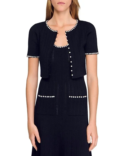 Cropped Beaded Cardigan