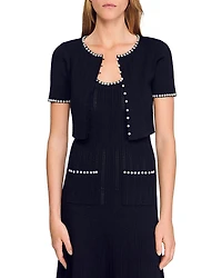 Sandro Cropped Beaded Cardigan
