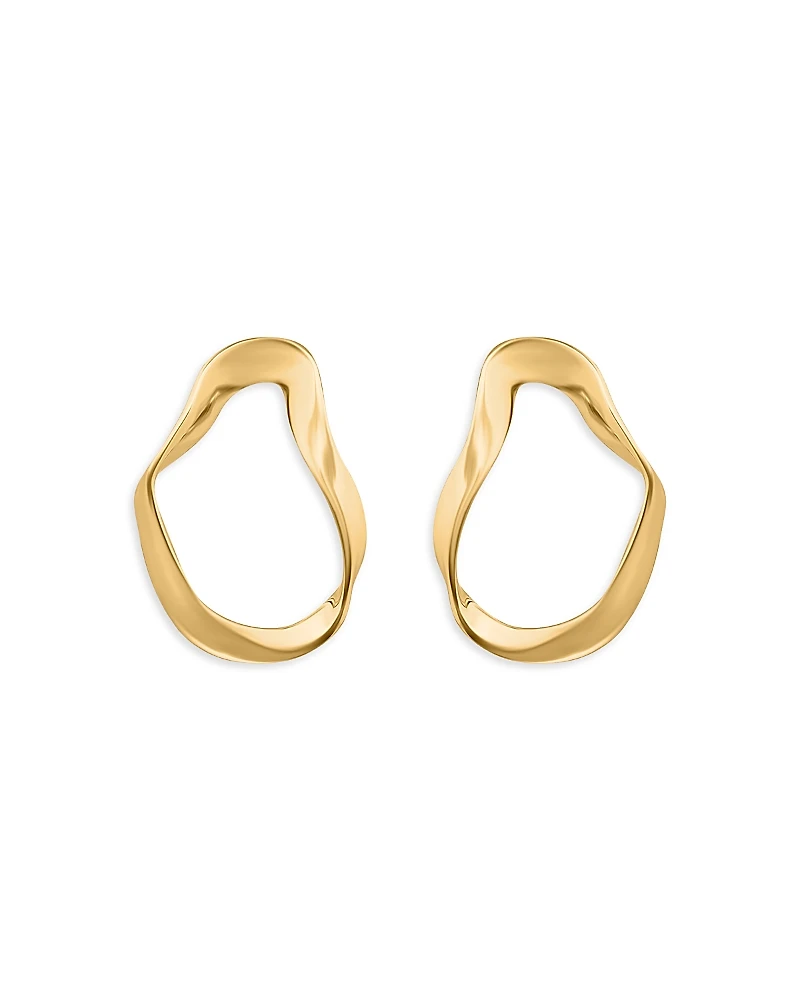 Aqua 18K Gold-Plated Sterling Silver Wavy Openwork Stud Earrings - Exclusive