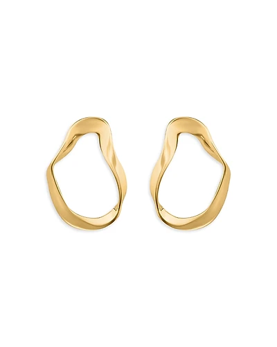 Aqua 18K Gold-Plated Sterling Silver Wavy Openwork Stud Earrings - Exclusive