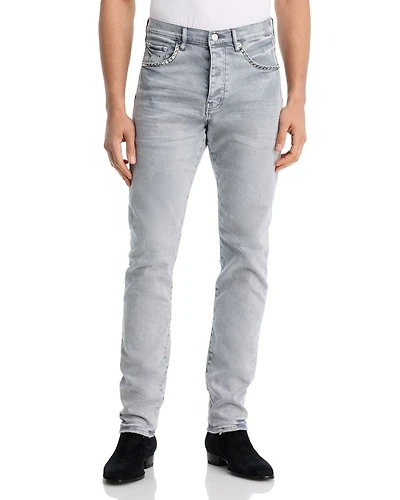 Slim Fit Alloy Studded Trim Jeans Gray