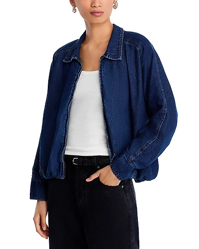 Steve Madden Denim Bubble Bomber Jacket